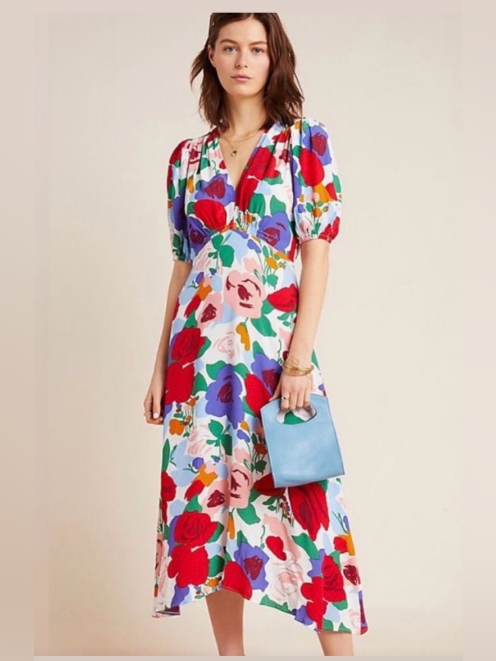Faithfull the Brand Vittoria Floral V-Neck Midi Dress